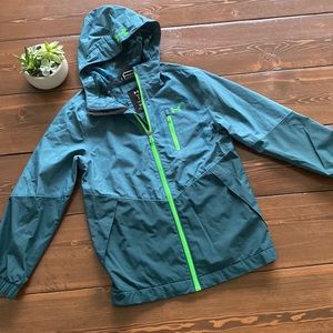 Under Armour Kids Raincoat in Teal and Neon Green